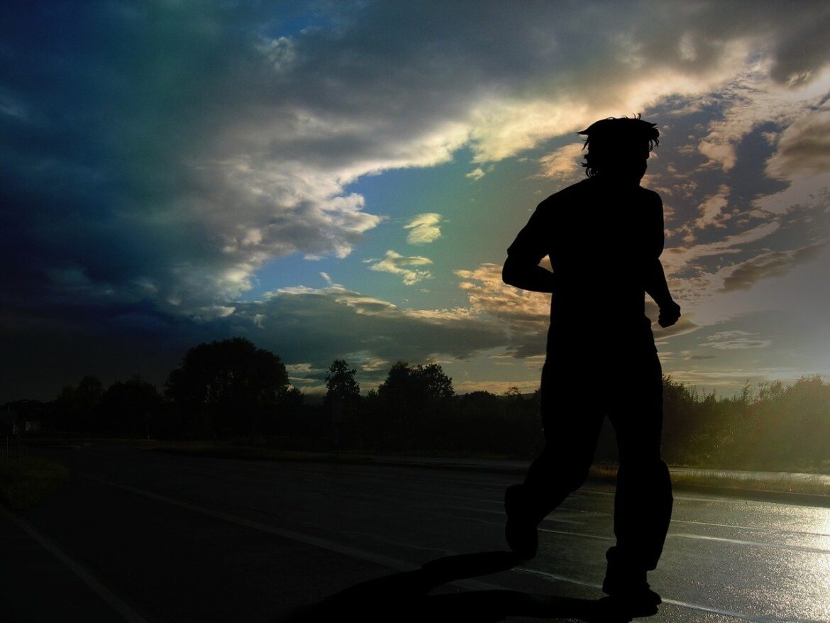 runner, jog, marathon, clouds, rain, wet, running, human, person, the shade, silhouette, road, nature, path, asphalt, lighting, light, scene, light source