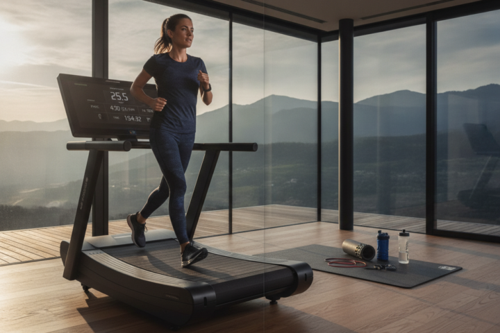 Marathon trainen op de loopband voor lange duurlopen binnen