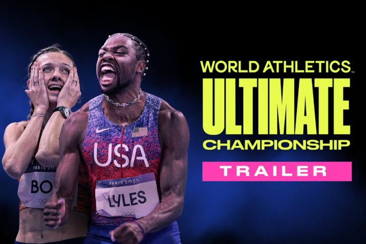 Atletiekbaan in een stadion met alleen het wedstrijdgedeelte uitgelicht