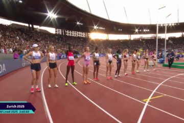 Atletes aan de start van de 1500 meter tijdens de Diamond League-finale in Zürich in 2025