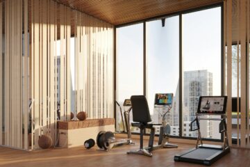 Compacte loopband in een woonkamer